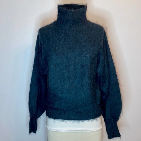 7 for all mankind Extra Small Dark Green Turtleneck Mohair Wool - Picture 1 of 6